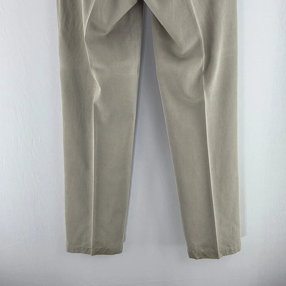 Nat Nast Pleated Trousers Mens 37x34 Cement Beige Silk Cotton Casual Classicwear